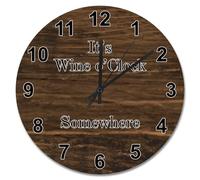Guangpat Orologio da parete da 38 cm in legno di pino antico vintage rotondo orologio da parete a batteria Wine O'clock da qualche parte decorazione per la pensione soggiorno camera da letto cucina