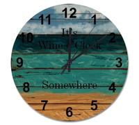 Guangpat Orologio da parete da 38 cm, stile shabby chic, in legno, a batteria, per vino, da qualche parte, decorazione per grotta, pensionamento, soggiorno, regalo per uomo, donna, amico