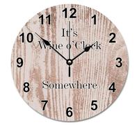 Guangpat Orologio da parete in legno con scritta "It's Wine O'clock Somewhere", funzionamento a batteria, 25,4 cm, stile vintage, decorazione per ufficio, casa, matrimonio, compleanno, inaugurazione