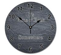 Guangpat Orologio da parete in legno da fattoria con tavola da fienile It's Wine O'clock Somewhere grandi orologi da parete a batteria da 30,5 cm decorazione per la pensione per soggiorno, camera da