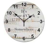 Guangpat Orologio da parete in legno toscano resistente alle intemperie, funzionamento a batteria, 30,5 cm, orologio da qualche parte silenzioso con luce del sole sulla spiaggia, decorazione per la