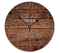 Guangpat Orologio da parete Relax You're At The Lake con venature del legno Crack 30,5 cm Orologio da parete a batteria Casale Lago Decorazione per ufficio Home Decor Matrimonio Compleanno Regalo di