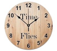 Guangpat Orologio da parete rotondo con venature del legno, stile retrò, 30,5 cm, funzionamento a batteria, silenzioso, facile da leggere, decorazione per la casa sulla spiaggia, per cucina, camera da
