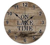 Guangpat Orologio da parete rustico in legno stagionato da 30,5 cm, funzionamento a batteria, orologio da parete silenzioso con luce del sole sulla spiaggia, decorazione per cucina, camera da letto