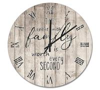 Guangpat Orologio da parete Time Spent with Family in legno stagionato da 38 cm Orologio da parete a batteria Country Summer Beach Decor She Shed Living Decor Regalo per uomo, donna, amico