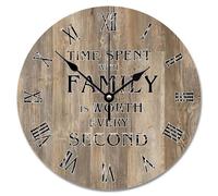 Guangpat Orologio da parete Time Spent with Family Pavimento in legno 25,4 cm grandi orologi da parete a batteria decorazione rustica lei capanno soggiorno decorazione regalo per uomo, donna, amico