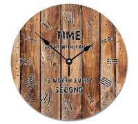 Guangpat Orologio da parete Time Spent with Family stile legno marrone 30,5 cm orologi da parete in legno a batteria decorazione rustica spiaggia lei capanno soggiorno decorazione regalo per uomo