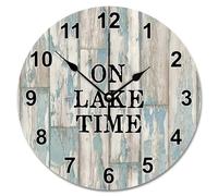 Guangpat Orologio da parete vintage da 30,5 cm, stile country, con venature del legno, orologio da parete a batteria, per rilassarsi al lago, decorazione per soggiorno, camera da letto, cucina, casa