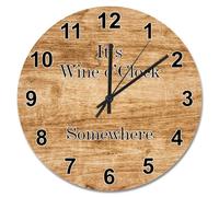 Guangpat Orologio da parete vintage da 38 cm, in legno marrone, orologio da parete a batteria It's Wine O'clock Somewhere decorazione per soggiorno, camera da letto, ufficio, cucina, regalo di nozze