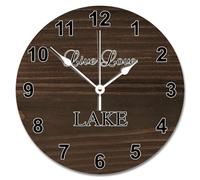 Guangpat Orologio da parete vintage in legno marrone scuro stile country con venature del legno Live Love Lake grandi orologi da parete a batteria 25,4 cm decorazione per la pensione per soggiorno