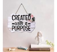 Guangpat Targa in legno con dedica della Bibbia, scritta in lingua inglese "Created With A purpose", decorazione da parete per casa, cucina, bagno, soggiorno, 15,2 x 25,4 cm