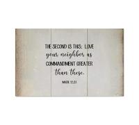 Guangpat Targa in legno con scritta in lingua inglese "The Second Is This: Love Your Neighbor" (lingua italiana non garantita), stile vintage, decorazione da parete per casa, uomo, porta, portico