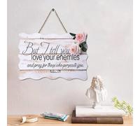 Guangpat Targa rustica in legno con scritta "But I You, Love Your EnemiesSay", 15,2 x 25,4 cm, stile rustico, cristiano, da appendere alla parete, per cucina, idea regalo per l'inaugurazione della