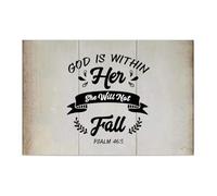 Guangpat Targa rustica in legno con scritta in lingua inglese "God Is Within Her She Will Not Wall Art Vintage Scripture Wood Plaque Wall Decor for Home Man Cave Door Portico Garden Party 30,5 x 20,3