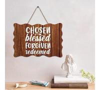 Guangpat Targa rustica in legno con versi biblici scelti benedetti perdonati redenti arte da parete in stile retrò con scritta in lingua inglese "Farmhouse Farmhouse Wall Decor for Home Man Cave Door