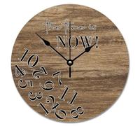 Guangpat The Time is Now Orologio da parete in legno di pino rotondo orologio decorativo a batteria 30,5 cm Country Lake Life Decor soggiorno camera da letto cucina regalo di Natale compleanno