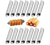 Guanici Cannoli Form Tubi Cannoli Stampi Muffa del corno crema Stampi da forno in corno Fai-Da-Te Stampo da forno in corno crema antiaderente per torte e pane 14 pezzi (Stainless Steel,Argento)