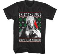 GUANJIE A-Team Mr T Pity The Fool Who' Been Naughty Men's Shirt Tacky Xmas Sweater Black XL