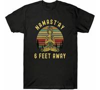 GUANJIE Hippies Feet Yoga Distancing Men's Retro Yellow Red T Shirt Vintage Away Social Namast'Ay Black XXL