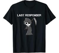 GUANJIE NWT Last Responder Grim Reaper Funny Dark Humor Gothic Unisex T-Shirt Black M