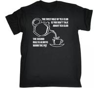 GUANJIE The First Rule of Tea Club Mens Funny Novelty Top Shirts T T-Shirt Tshirts Black L