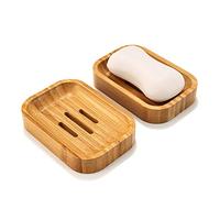 GUANJUNE 2 Pezzi Portasapone in Legno Naturale di Bambù per la Conservazione degli Accessori delle Spugne della Cucina del Bagno