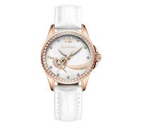 Guanqin Orologio da polso da donna con scheletro, automatico, automatico, con strass, con zaffiro su entrambi i lati, impermeabile, in acciaio luminoso e cinturino in ceramica o pelle, Gqgj16121