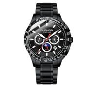 Guanqin Orologio da polso meccanico da uomo, multifunzione, automatico, con vetro zaffiro, calendario aziendale, settimana luminosa, fasi lunari, impermeabile, orologio da polso in acciaio