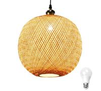GUANSHAN Elegante lampada a sospensione in bambù fatta a mano in stile sud-est asiatico Lanterna Lampadario Lampada da soffitto Illuminazione a soffitto per ristorante, soggiorno, bancone bar