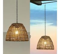 GUANSHAN Lampada a sospensione a energia solare Lampada a sospensione da giardino solare Seagrass Lampada da soffitto solare per esterni Lampadario da esterno a sospensione per cortile, giardino