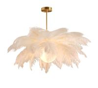 GUANSHAN Lampada a sospensione con paralume in piuma di struzzo bianco Lampada a sospensione Lampada da soffitto Apparecchio di illuminazione da soffitto per camera da letto, soggiorno