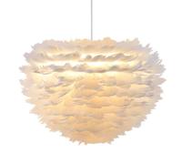 GUANSHAN Lampada a sospensione pieghevole con paralume in piuma d'oca bianca, realizzata a mano. Lampadario semplice ed elegante per soggiorno, camera da letto e hotel.