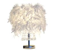 GUANSHAN Lampada da comodino in piuma Paralume da comodino Lampada da tavolo moderna in piuma Lampada da tavolo con nappa in cristallo 9 per soggiorno, camera da letto, bar, ristorante