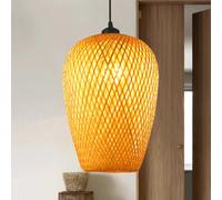 GUANSHAN Lampada da soffitto in bambù intrecciato a mano Filo di bambù naturale Lampadario a sospensione a sospensione in stile pastorale per bar, caffè, loft, ristorante, soggiorno