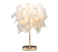 GUANSHAN Lampada da tavolo a piuma bianca, lampada da comodino con base dorata, lampada da tavolo a piuma, paralume da scrivania per camera da letto, decorazione per la casa, accessori per la
