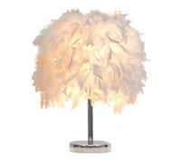 GUANSHAN Lampada da tavolo con piume bianche Lampada da comodino Lampada da tavolo Paralume con piume per camera da letto, Decorazione domestica, Oggetti di scena per fotografie, STILE 1,M