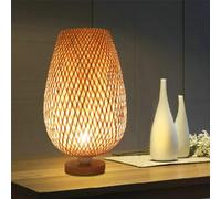 GUANSHAN Lampada da tavolo in bambù intrecciato Stile Zen Paralume in bambù Lampada da tavolo Illuminazione decorativa da tavolo Luce notturna Luce d'atmosfera per camera da letto, soggiorno