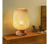 GUANSHAN Lampada da tavolo in bambù Piccola lampada da comodino con paralume in bambù squisito Lampada da notte Lampada da tavolo decorativa per camera da letto, stile 2, interruttore dimmer