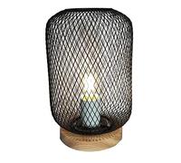GUANSHAN Lampada da tavolo in rete di ferro nera, illuminazione da tavolo decorativa, luce notturna, lampada da comodino per camera da letto, soggiorno, ristorante, Style2