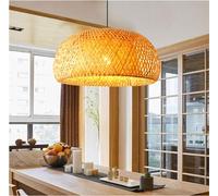 GUANSHAN Lampadario in bambù intrecciato a mano, filo di bambù naturale, stile pastorale, lampada a sospensione, plafoniera per ristorante, caffetteria, camera da letto, ingresso