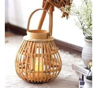 GUANSHAN Lanterna Di Bambù Intrecciata a Mano In Stile Pastorale Squisita Lampada Da Tavolo Illuminazione Decorativa Della Lanterna Artigianale Della Tessitura Per Il Soggiorno, Cortile