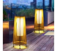 GUANSHAN Luci solari per esterni, Luci solari da prato in rattan, Luce solare per prato esterno, Illuminazione solare per prato, Paesaggio da giardino, Lampada solare per giardino, prato, sentiero
