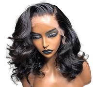 GUANSHAN Parrucche Anteriori in Pizzo Onda Riccia di Media Lunghezza Parrucche Re-styling Resistenti alle Alte Temperature per Donne con Attaccatura Dei Capelli Naturale, Nero Naturale 20"