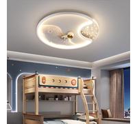 GUANSHAN Plafoniera 3D Astronauta Luna Plafoniera LED Lampadario Astronauta Lampada da soffitto Cartoon Luna Apparecchio di illuminazione per camera da letto, cameretta dei bambini