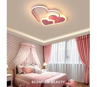 GUANSHAN Plafoniera 3D LED Creativo Cuori stereoscopici Lampada da soffitto Illuminazione per ragazzi Ragazze Camera da letto Asilo, Luce calda, 44W, Rosa