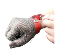Guanti a cinque in filo di acciaio inossidabile for macelli, guanti antitaglio di grado 5, guanti for il taglio dei metalli Durata(Rot,XX-Large)
