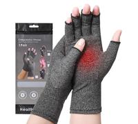 Guanti a compressione per artrite in bambù, per uomini e donne, senza dita, per tunnel carpale, polso, mano, per dolori da artrite (grigio, M)