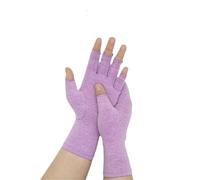 Guanti a compressione senza dita in bambù di alta qualità, per dolori alle mani e osteoartrite, per uomini e donne, Viola, S