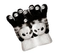Guanti a maglia a forma di panda da 17 cm, simpatici guanti in peluche a forma di panda, per donne, adulti, studenti, pendolari, viaggi, avventure, gite in famiglia, novità scolastiche, nero e bianco