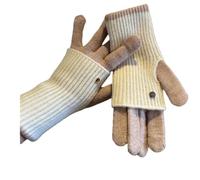 Guanti a maglia bidirezionale, guanti invernali senza dita da donna, mezze dita con punte touchscreen, lana invernale bloccata 2 in 1, bianco e rosa., Taglia unica